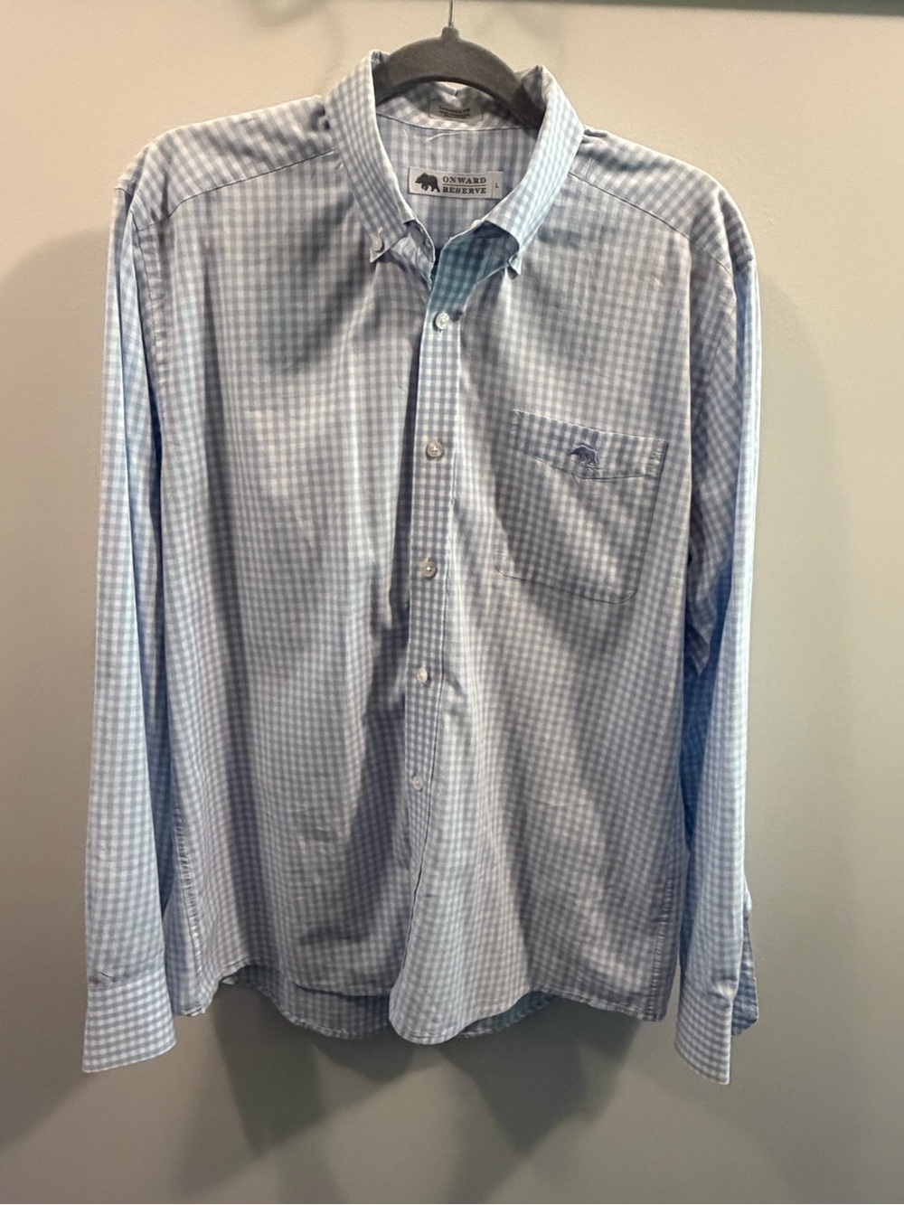 Onward Reserve Light Blue Gingham Button-Down Dress Shirt